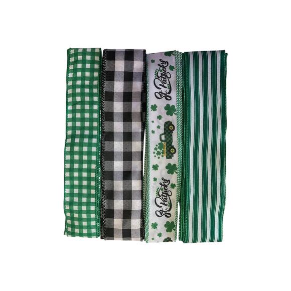 Shamrock Truck Saint Patrick’s Day Sign Ribbon Bundle Set, DIY Wreath Making Kit - Picture 3 of 4